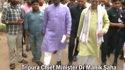 Tripura CM Manik Saha holds door-to-door campaign in Golaghati constituency