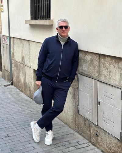 Bastian Schweinsteiger's Stylish Navy Blue Tracksuit And White Shoes