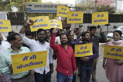 Supporters of arrested Indian opposition politician protest in New Delhi