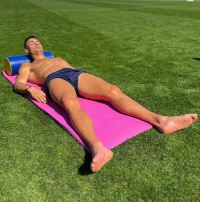 Cristiano Ronaldo Relaxing In The Sun After Training Session
