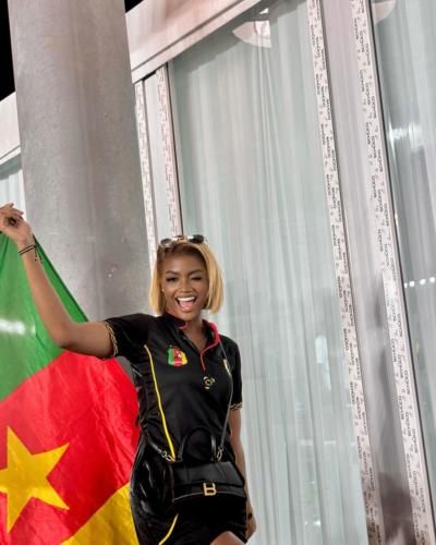 Issie Princesse Supports Cameroon At Cameroon Vs. Gambia Match