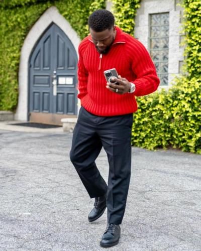 Kevin Hart Rocks Stylish Red And Black Outfit With Confidence