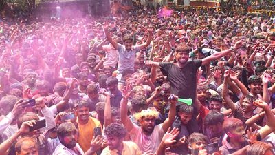 A riot of colours during Holi celebrations in Dharwad