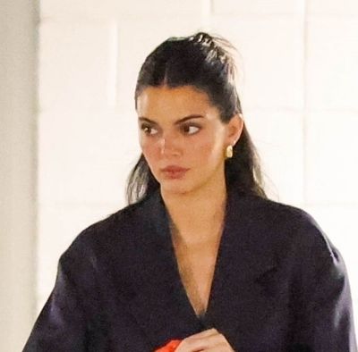 Kendall Jenner's Navy Suit and Orange Bag Are a Lesson in Color Theory