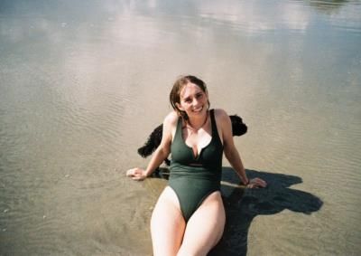 Maya Hawke's Beach Bliss With Furry Companion