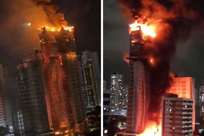 Fire Engulfs High-Rise Building In Brazil