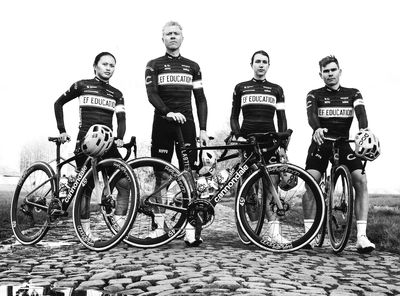 EF Education-EasyPost reveal black and white retro kit for Tour of Flanders