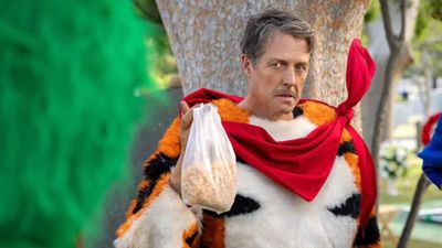 I need everyone to see angry Hugh Grant in a Tony the Tiger costume in the first trailer for Jerry Seinfeld's Pop-Tarts movie