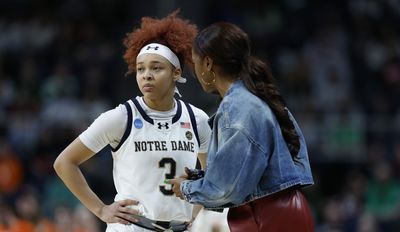 Notre Dame’s Hannah Hidalgo slammed refs for making her remove her nose piercing mid-Oregon State loss