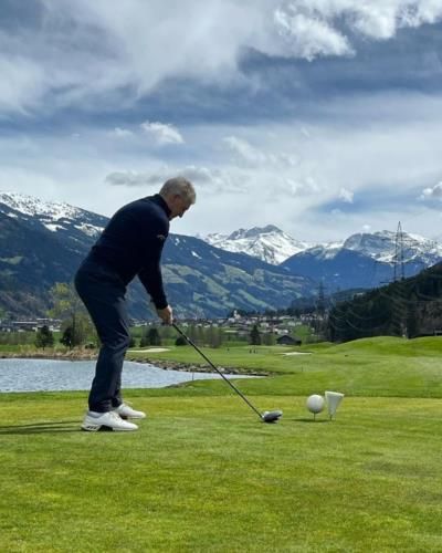 Bastian Schweinsteiger's Serene Golfing Moment Amidst Majestic Mountains