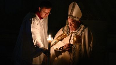 Pope Francis leads Easter Vigil amid questions about his health