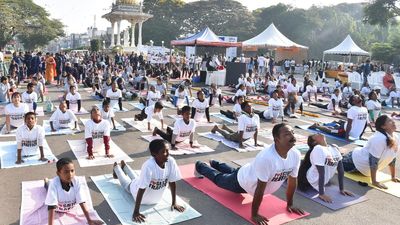 Mass yoga held as a campaign to create awareness on trafficking