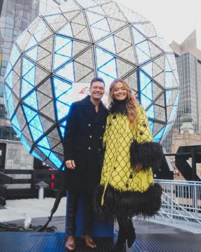 Ryan Seacrest And Rita Ora: Stylish Contrast In Black And Yellow