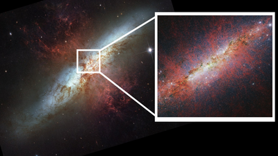 James Webb Space Telescope gets to the heart of a smoking starburst galaxy (images)