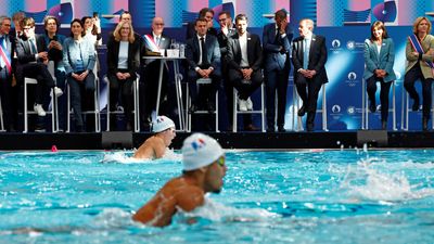 Macron hails 'great human chain' behind new Olympic Aquatics Centre