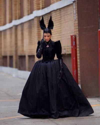 Kim Kardashian Stuns In Black Devil Costume For American Horror Story