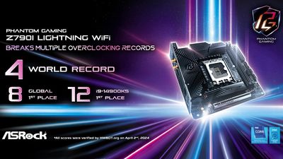 Splave uses ASRock's new Z790I Lightning WiFi motherboard to set multiple overclocking world records
