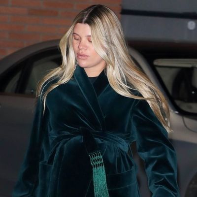 Sofia Richie Grainge Makes a Rich Mom Maternity Outfit Out of Velvet Pajama Suiting