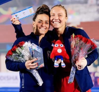 Ashley Hoffman And Mother Celebrate Hockey Victory With Smiles