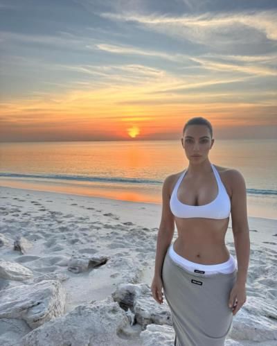Kim Kardashian's Elegant Beachside Look Radiates Serenity And Bliss