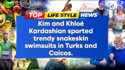 Kardashian Sisters Rock Snakeskin Swimsuits On Turks And Caicos Vacation