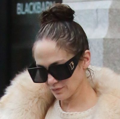 Jennifer Lopez Pairs Neutral Pajamas With a Fur Coat and a Birkin Bag