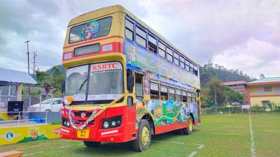 KSRTC double-decker bus arrives in Munnar
