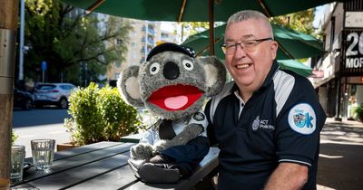 Kenny Koala quietly slips out of a hands-on job