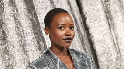 Lupita Nyong'o's calming living room color scheme puts a playful twist on classic cool neutrals