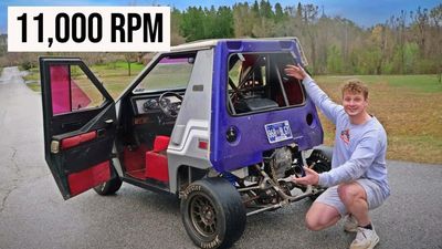 Watch This 11,000 RPM Hayabusa-Swapped Citicar Terrorize The Road