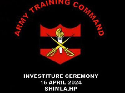 Army training command ''Investiture Ceremony'' to take place in Shimla on April 16
