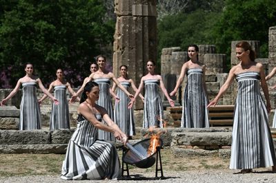Paris 2024 Games Flame Lit In Ancient Olympia