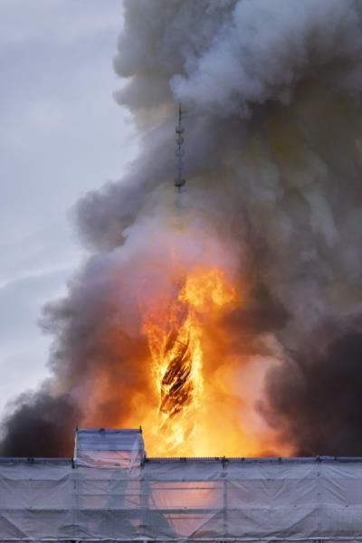 Massive Fire Engulfs Copenhagen's Historic Stock Exchange Building
