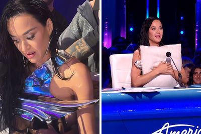 “Ratings, Here We Come”: Katy Perry Holds Pillow And Hides Under Desk During Wardrobe Malfunction On Live Show