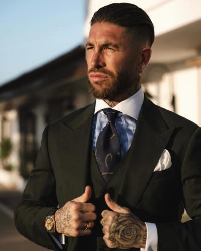 Sergio Ramos Exudes Elegance In Stylish Black Suit Photoshoot