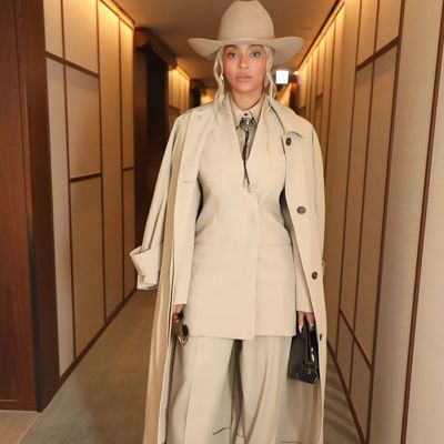Beyoncé Pairs a Tailored Ferragamo Suit With $36 Earrings