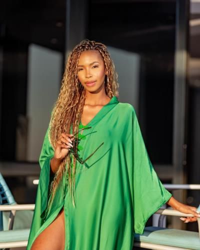 Lesego Chombo Radiates Elegance And Charm In Stylish Green Dress