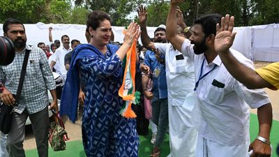 Priyanka Gandhi interacts with disabled boy on stage during rally