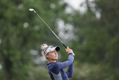 Nelly Korda, seeking fifth straight victory, trails by one after play was suspended at LPGA’s Chevron Championship