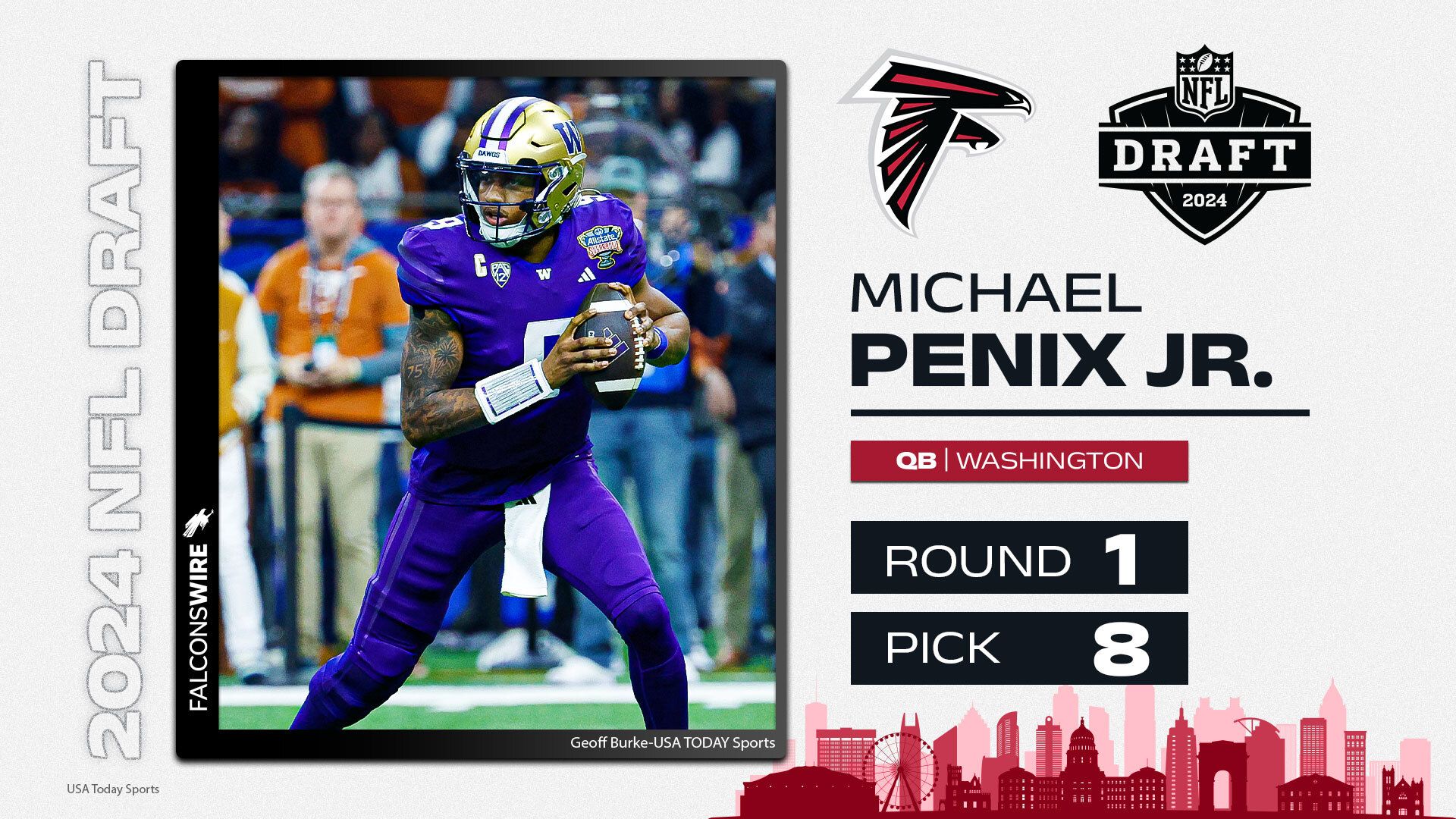 Falcons select QB Michael Penix with 8th pick in NFL…