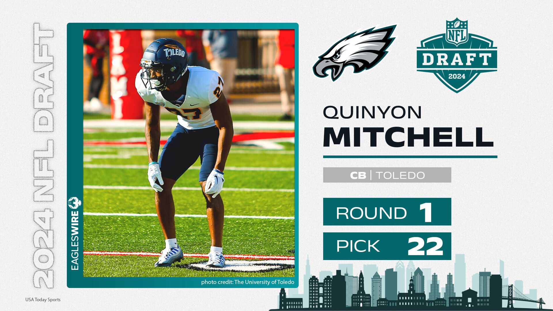 Eagles select Quinyon Mitchell at pick No. 22 in NFL…