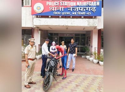 'Spiderman' caught in Delhi police net for motorbike stunt; Pillion riding 'Spiderwoman' too booked