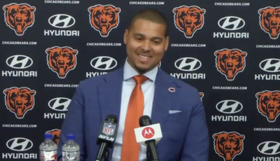 Bears GM Ryan Poles barely hid a laugh when asked about the Falcons drafting Michael Penix Jr.