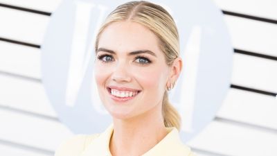 Kate Upton's white kitchen is elevated thanks to subtle accents and sleek patterns, two of 2024's biggest trends