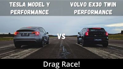 Watch Volvo EX30 Twin Motor Drag Race A Tesla Model Y Performance