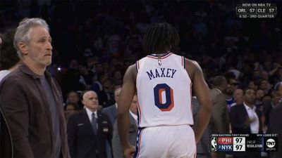 Jon Stewart Addresses Viral Reaction to Tyrese Maxey's Late-Game Flurry vs. Knicks