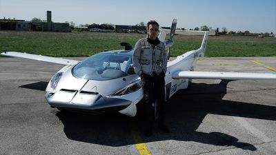 “One second you speak to the driver, and next, you are up there in the air”: It’s ‘Jean-Michel flying car’ as the French electronic music pioneer becomes the world’s first passenger in the KleinVision AirCar