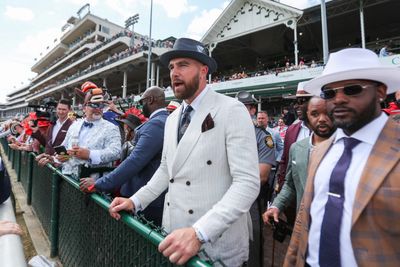 Travis Kelce showed up at the 2024 Kentucky Derby in a sleek white suit
