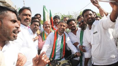 Janata Dal(S) takes out motorcycle rally in Gurmitkal for BJP candidate Umesh Jadhav