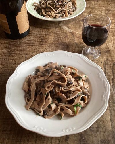 Rachel Roddy’s recipe for chestnut pasta with mushrooms and herbs